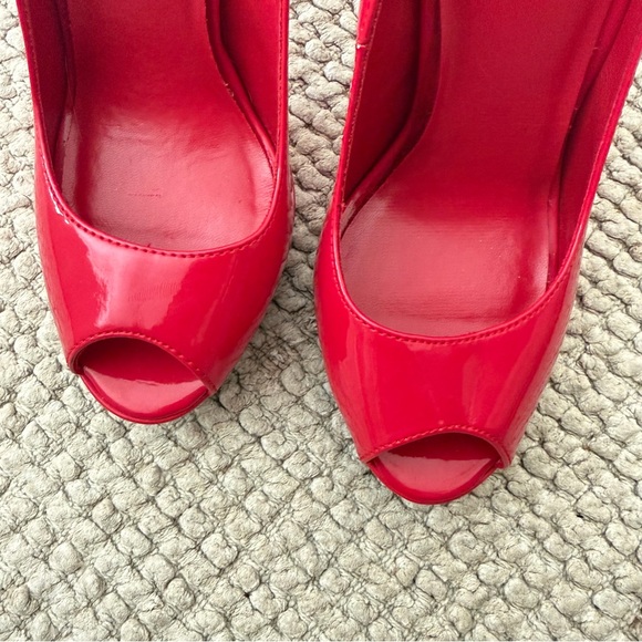 NWOT Paprika Red Open Toe Heels 4” Heel Sz 7 High Heels Stiletto Dress Peep Toe - Picture 7 of 8